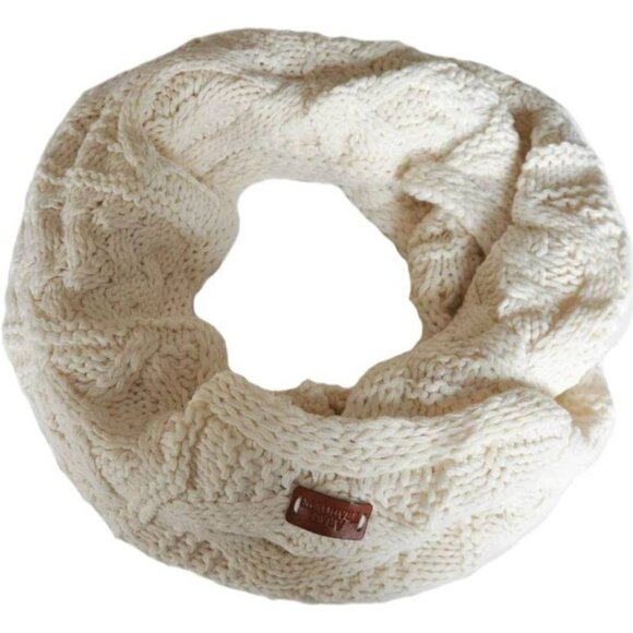 Aran Traditions Cream Cable Knit Snood Scarf  Soft Acrylic Wool Blend Cozy Warm - Picture 2 of 6